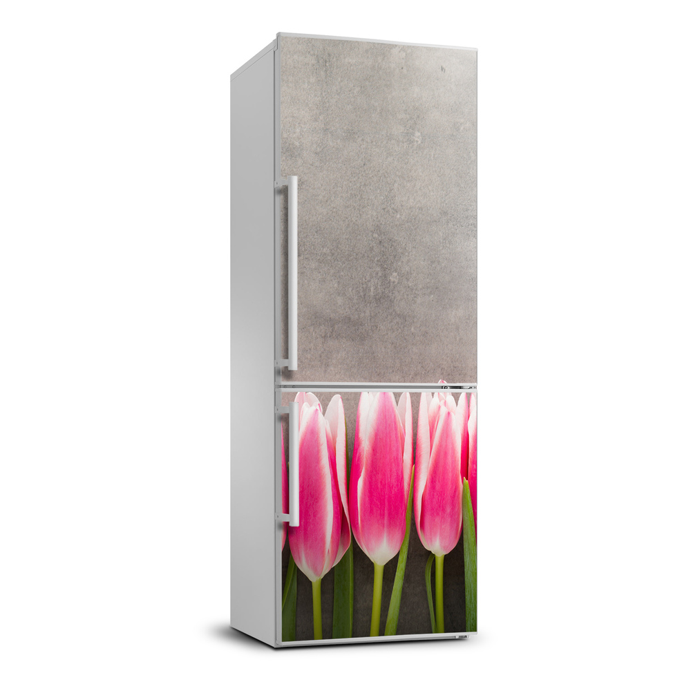 Hűtő matrica Rózsaszín tulipánok