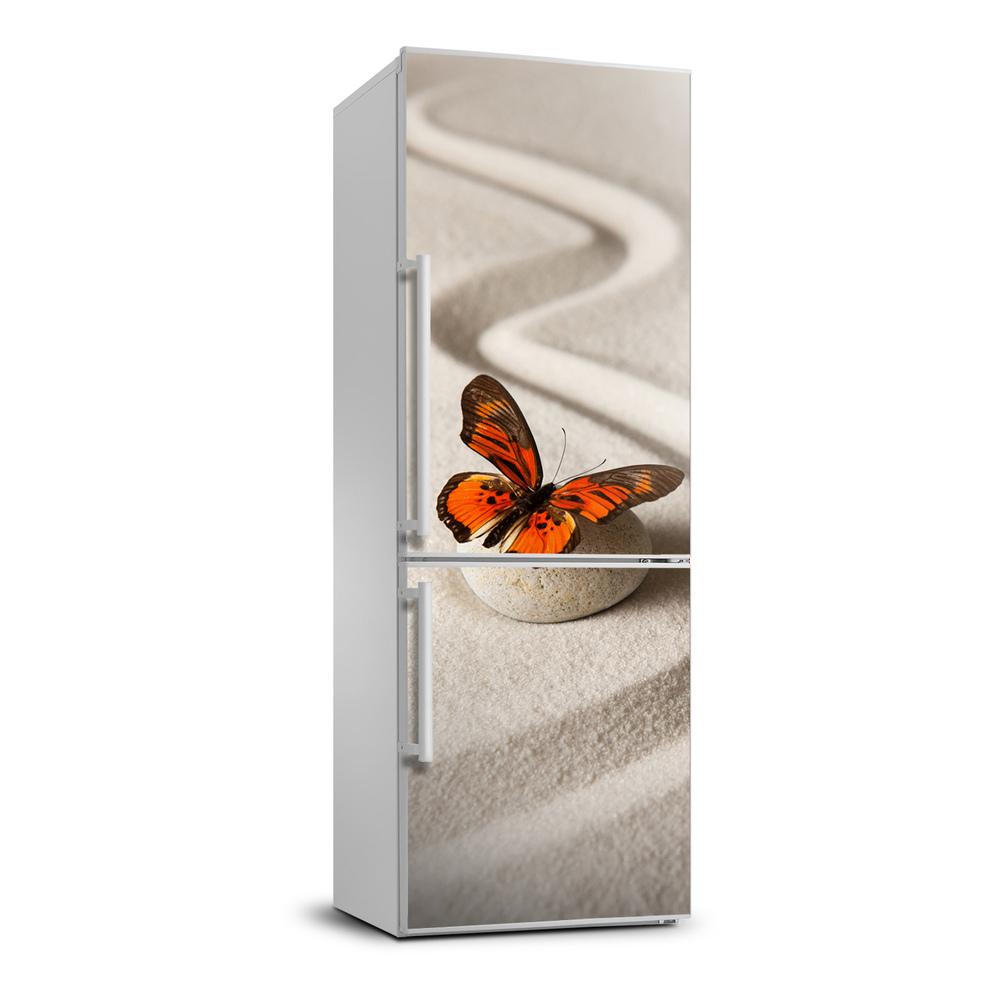 Hűtő matrica Zen kő és pillangó