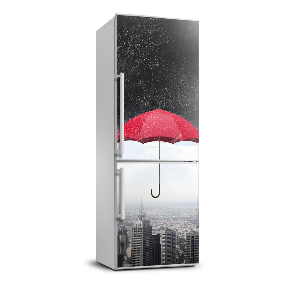 Hűtő matrica Umbrella a város felett