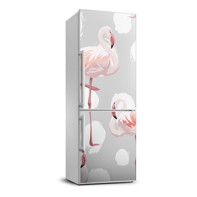 Hűtő matrica Flamingók és pontok
