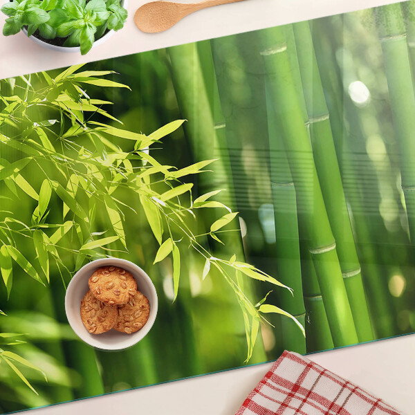 Üveg vágódeszka Bambusz levelek és zöld lombozat