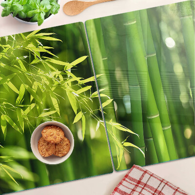 Üveg vágódeszka Bambusz levelek és zöld lombozat