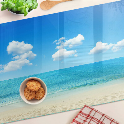 Üveg vágódeszka fényképpel Kék égű strand