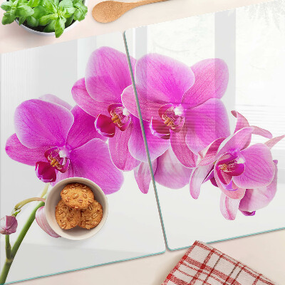 Edzett üveg vágódeszka Orchideák rózsaszín árnyalatokban
