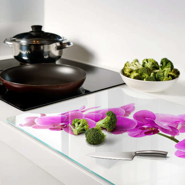 Üveg vágódeszka fényképpel Orchidea virágok rózsaszín árnyalatokban