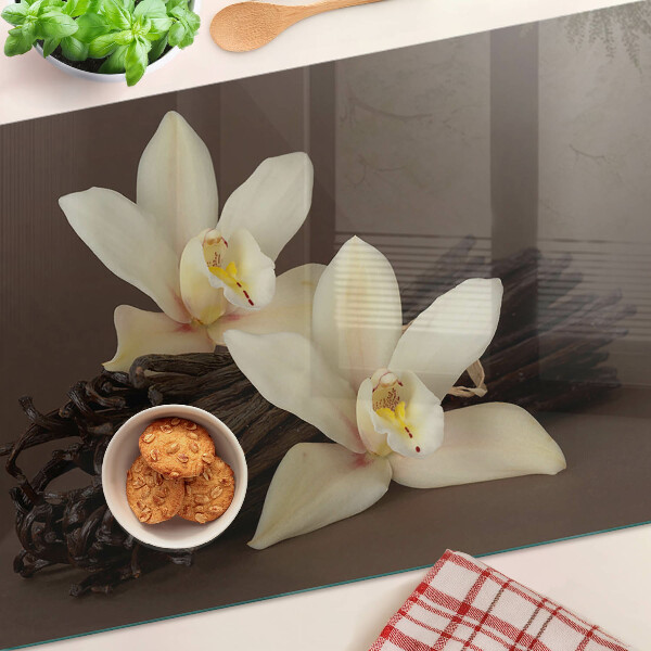 Edzett üveg vágódeszka Orchideák és vaníliababok