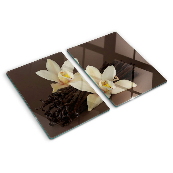 Edzett üveg vágódeszka Orchideák és vaníliababok
