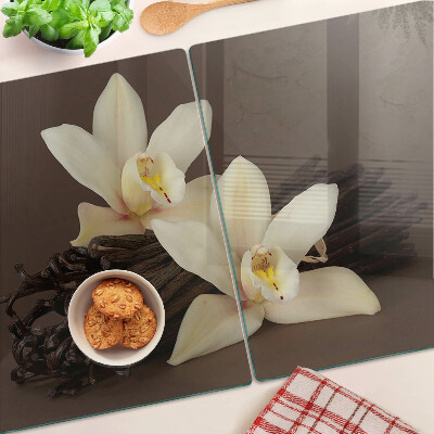 Edzett üveg vágódeszka Orchideák és vaníliababok
