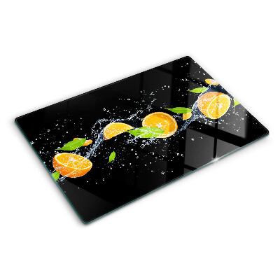 Üveg vágódeszka fényképpel Citrusfélék vízben