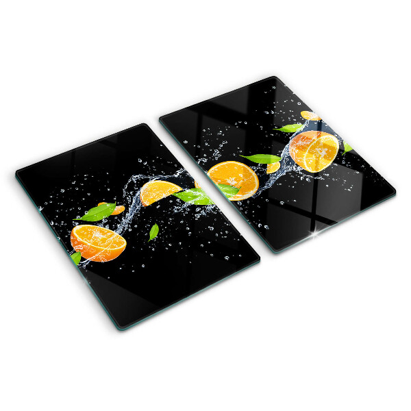 Üveg vágódeszka fényképpel Citrusfélék vízben