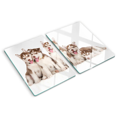 Edzett üveg vágódeszka Husky kölykök