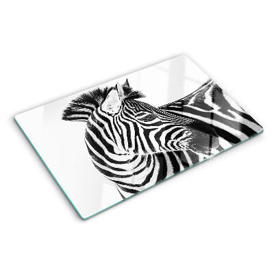 Üveg vágódeszka fényképpel Zebra fekete-fehér csíkokkal