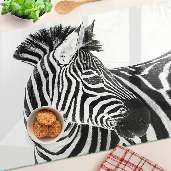 Üveg vágódeszka fényképpel Zebra fekete-fehér csíkokkal
