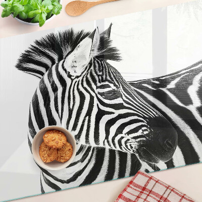 Üveg vágódeszka fényképpel Zebra fekete-fehér csíkokkal