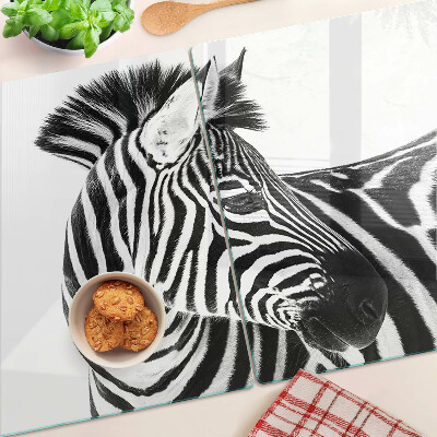 Üveg vágódeszka fényképpel Zebra fekete-fehér csíkokkal