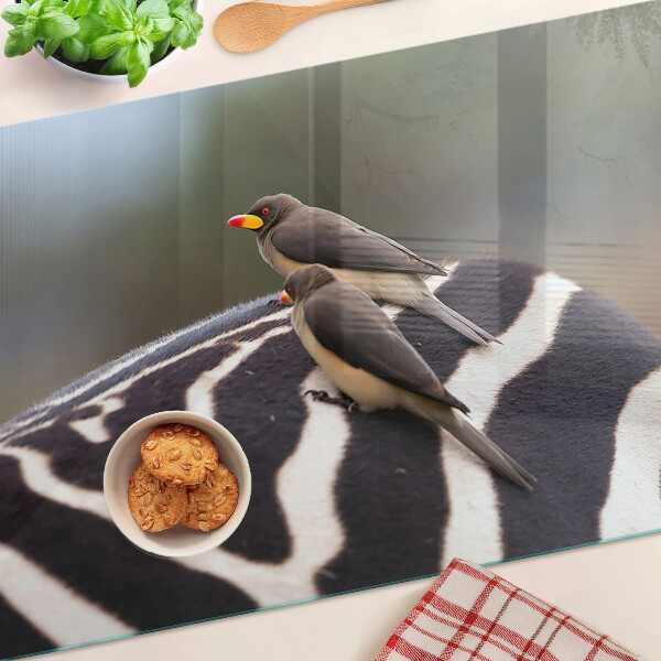 Üveg vágódeszka Madarak a zebrán