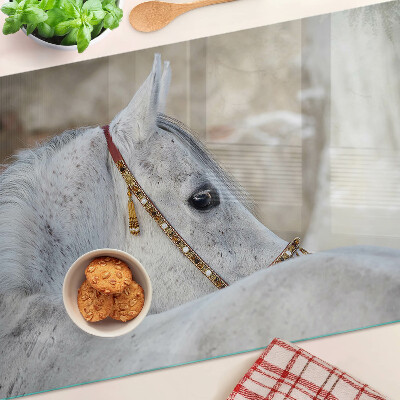 Üveg vágódeszka Fehér fiatal ló