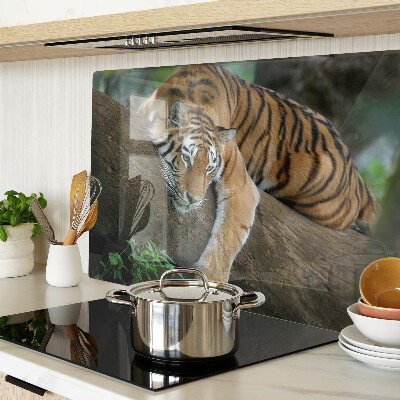 Üveg vágódeszka Tigris egy fatörzsön