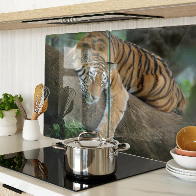 Üveg vágódeszka Tigris egy fatörzsön