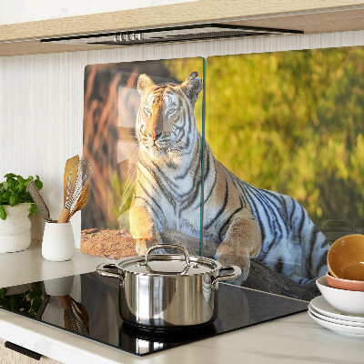 Edzett üveg vágódeszka Tigris a természet hátterében