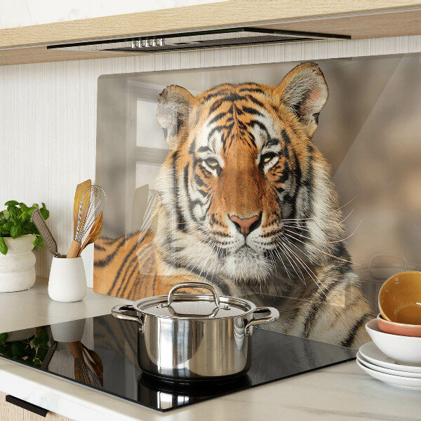 Üveg vágódeszka fényképpel Egy tigris természetes állapotában