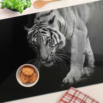 Üveg vágódeszka Tigris fekete-fehérben