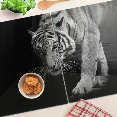 Üveg vágódeszka Tigris fekete-fehérben