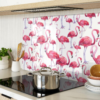 Üveg vágódeszka fényképpel Flamingók fehér alapon