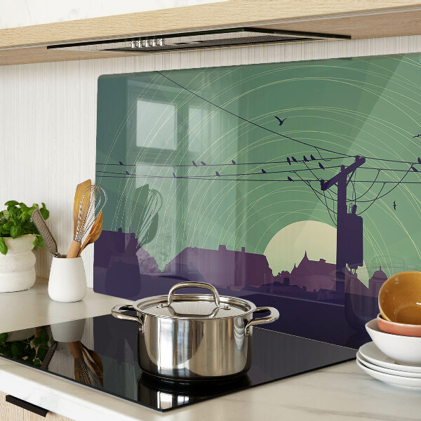 Edzett üveg vágódeszka Madarak az elektromos vezetékeken