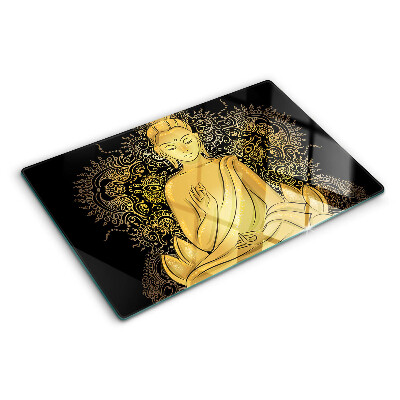 Üveg vágódeszka fényképpel Buddha meditációban