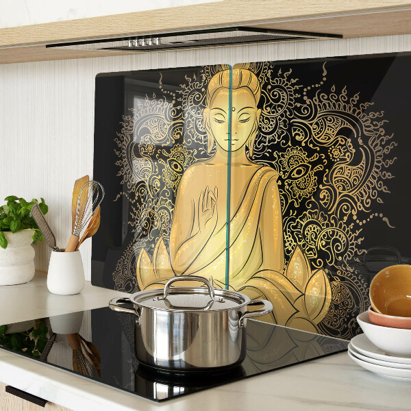 Üveg vágódeszka fényképpel Buddha meditációban