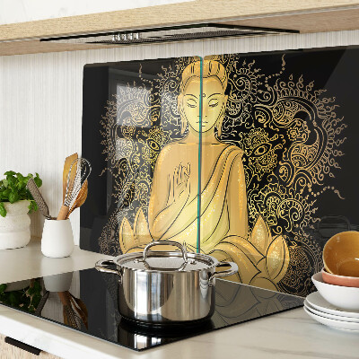 Üveg vágódeszka fényképpel Buddha meditációban