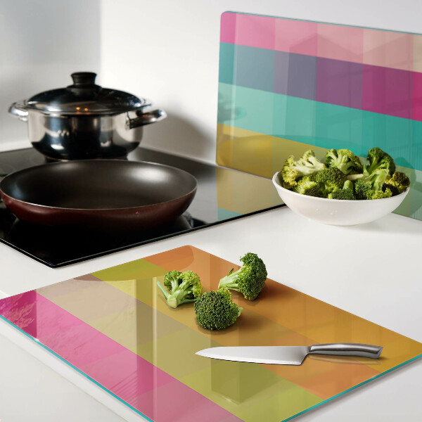 Üveg vágódeszka fényképpel Színes geometria színátmenettel