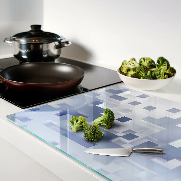 Üveg vágódeszka fényképpel Geometriai minták kék árnyalatokban