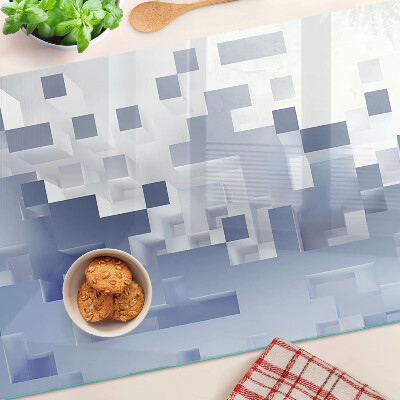 Üveg vágódeszka fényképpel Geometriai minták kék árnyalatokban