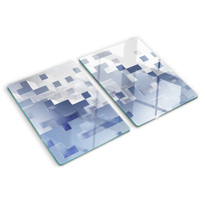 Üveg vágódeszka fényképpel Geometriai minták kék árnyalatokban