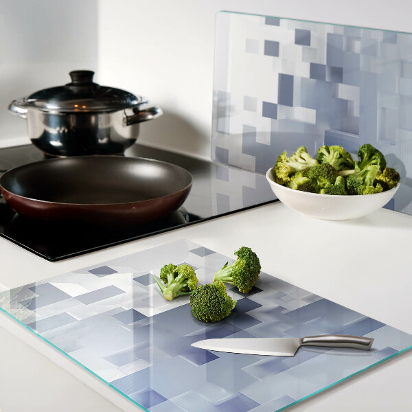 Üveg vágódeszka fényképpel Geometriai minták kék árnyalatokban