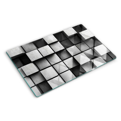 Edzett üveg vágódeszka Geometriai minták szürke árnyalatokban