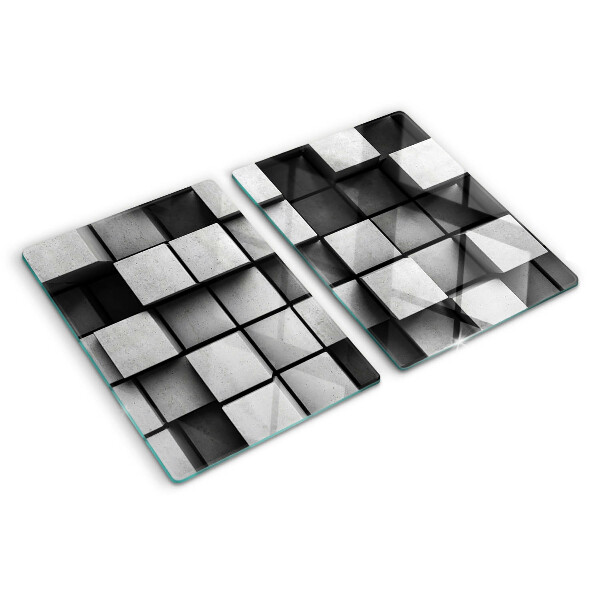 Edzett üveg vágódeszka Geometriai minták szürke árnyalatokban