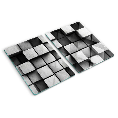 Edzett üveg vágódeszka Geometriai minták szürke árnyalatokban