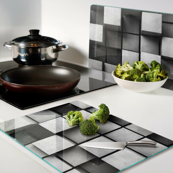 Edzett üveg vágódeszka Geometriai minták szürke árnyalatokban