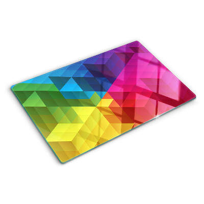 Edzett üveg vágódeszka Színes geometria háromszögekben