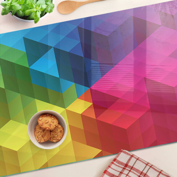 Edzett üveg vágódeszka Színes geometria háromszögekben