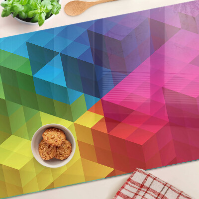 Edzett üveg vágódeszka Színes geometria háromszögekben