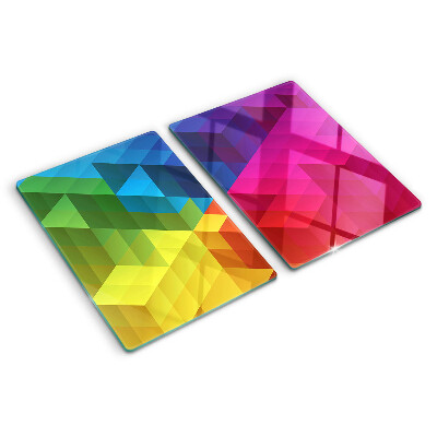 Edzett üveg vágódeszka Színes geometria háromszögekben