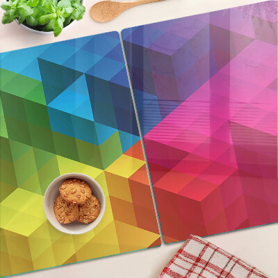 Edzett üveg vágódeszka Színes geometria háromszögekben