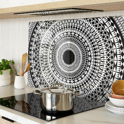 Üveg vágódeszka Mandala fekete-fehér árnyalatokban