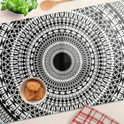 Üveg vágódeszka Mandala fekete-fehér árnyalatokban