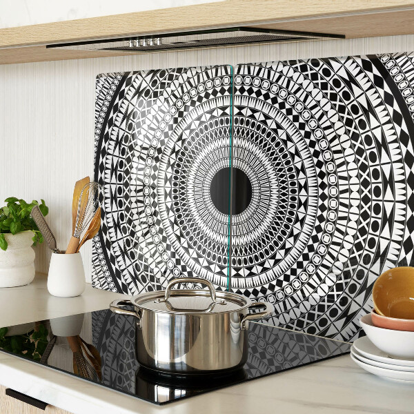 Üveg vágódeszka Mandala fekete-fehér árnyalatokban