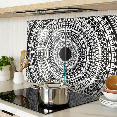 Üveg vágódeszka Mandala fekete-fehér árnyalatokban
